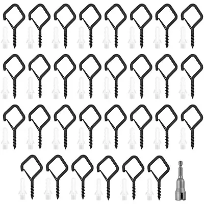 30Pcs Cup Screw-in Hooks Set 40lbs Square Snap Hanging Hook With Nut FaRWx • $20.12