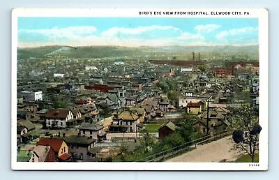 ELLWOOD CITY PA Postcard - BIRDS EYE VIEW FROM HOSPITAL PA • $7.69