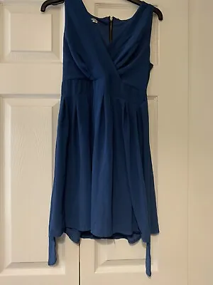 £3.99 • Buy Wal G Topshop Blue Wrap Dress Size S Zip Back Tie Back 