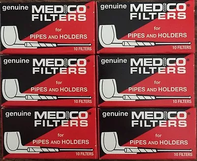 6 Genuine Medico Tobacco Pipe & Cigar Holder Filters Boxes NEW 2 1/4  60ct • $13.33