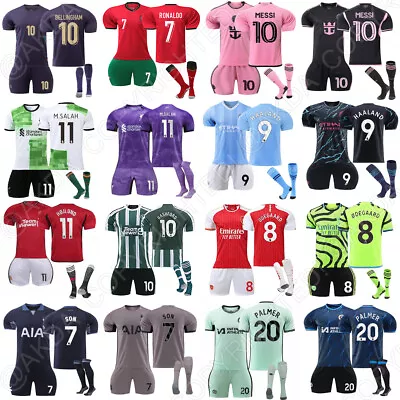 2023/24 Kids Foot Full Kits Boy Girls Sports Ball Strip Shirt Shorts Socks 16th • £19.99