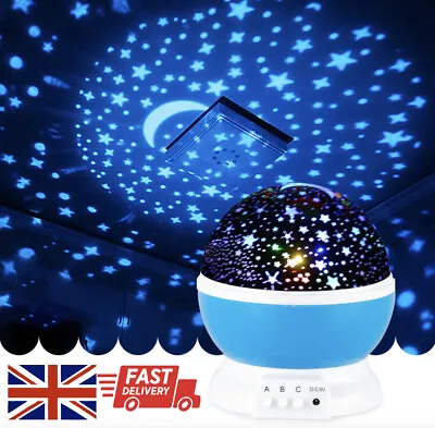 Projector Starry Night Light Star Sky Moon Lamp Kids Baby Bedroom Light Rotating • £6.12