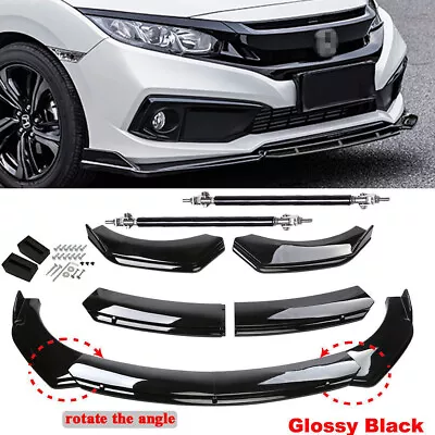 For Honda Civic SI Front Bumper Lip Body Kit Spoiler Splitter Gloss Black • $69.99