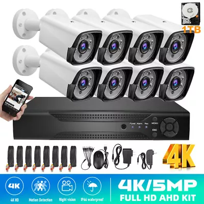 8CH 5MP DVR Outdoor Home CCTV 4K 1TB Security Camera System Kit Night Vision USA • $54.29