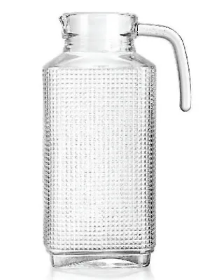 Glass Jug Slim 1.8L Pitcher Fridge Door Non Drip Spout Water Juice Cocktail Milk • £8.09