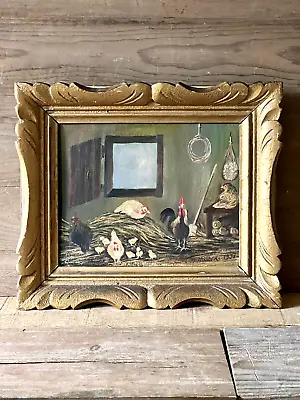 £125 • Buy Vintage French Oil On Board - Still Life - Chicken Poultry - Framed