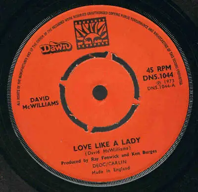 David McWilliams - Love Like A Lady • £3