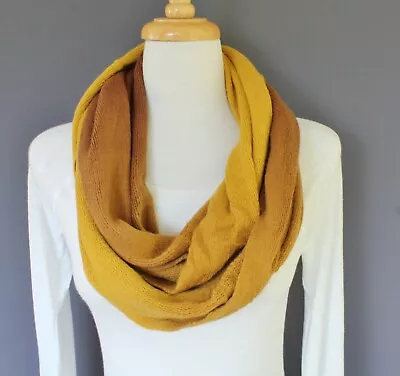 Brown Mustard Ombre Scarf Circle Infinity Endless Loop Long Scarf Super Soft • $24.99