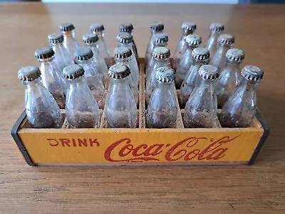 Coca-Cola Miniature Wooden Bottle Crate With 24 Bottles. 15.5 X 10 Cm • £141.26