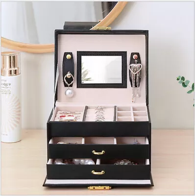 Jewellery Storage Box Watch Case Holder Ring Earring Jewelry Display Organizer • $28.59