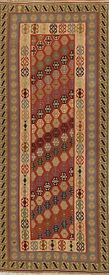 Reversible Geometric Kilim Oriental Area Rug Hand-Woven Wool Carpet 5x10 Ft • $707.40