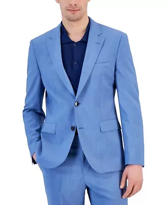 HUGO BOSS Mens Modern-Fit Light Blue Suit Jacket 46R Wool Sport Coat • $125.99