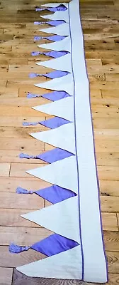 Curtain Valance Panel Trangles & Tassels & Piping Ivory Cream/Lilac Length 250cm • £54