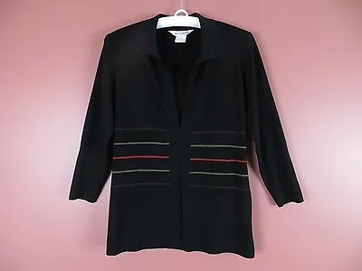 SC00246- EXCLUSIVELY MISOOK Woman Acrylic Collared Open Front Jacket Striped XS • $23.80