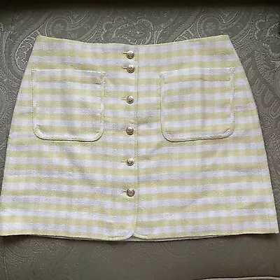 NWT J. Crew Button Front Mini Skirt In Gingham Terry Tweed Size 14 ($168 Orig.) • $158.99