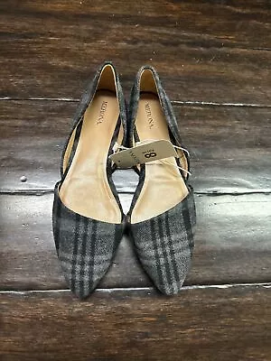 New Merona 8.5 Poppy D'Orsay Flats Shoes Grey Black Plaid Pointed Pointy Target • $15