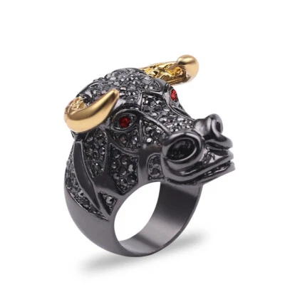 $4.39 • Buy Punk Rock Gold Silver Animals Rings Owl Wolf Dragon Biker Ring Men Women Gifts