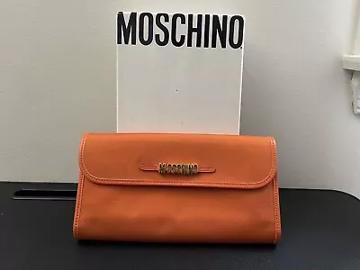 Moschino Borse Redwall Woman Orange Leather Trifold Wallet Made In Italy W Box • $34.99