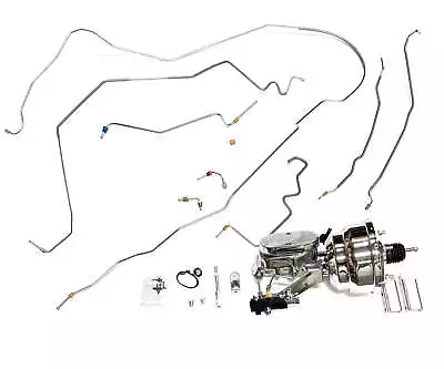 68-72 Chevelle Brake Lines & Chrome 8  Brake Booster Assembly W/Fixed Prop Valve • $465