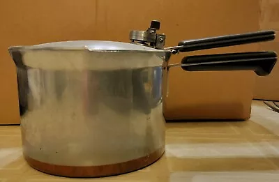 Vintage 1801 REVERE WARE Pressure Cooker 4 Qt Copper Clad Bottom Stainless Steel • $22