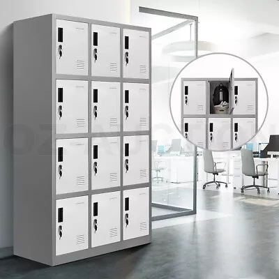 12 Doors Locker Cabinet Steel Storage Cabinet Cupboard Home Office Metal Cabinet • $359.95