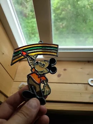 Vintage Makit & Bakit Disney Rainbow Mickey Mouse Stained Glass Suncatcher  • $20