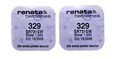 2pcs X Genuine RENATA 329 - SR731SW  SilverOxide1.55v Batteries • $6.95