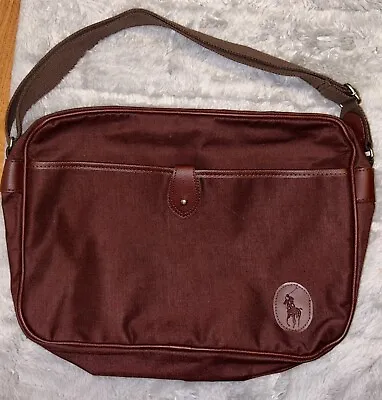 Vintage Ralph Lauren Polo Messenger Bag Burgundy Canvas Laptop Bag • $30