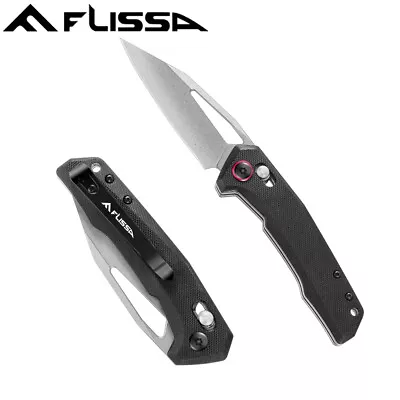 FLISSA Pocket Knife Folding EDC Knife 3-1/4 Inch D2 Blade Axis Lock W/G10 Handle • $25.99