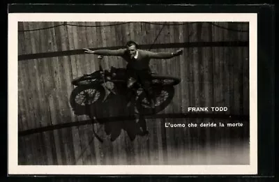 Circus Fairground Postcard Wall Of Death Rppc Frank Todd Motorcycle 🏍️🏍️🏍️🏍️ • £24