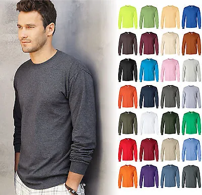 Gildan Ultra Cotton Mens Crewneck Long Sleeve T-Shirt S-5XL - 2400 • $13.27