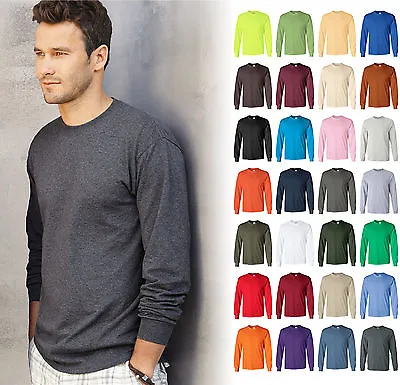 Gildan Ultra Cotton (Pack Of 3) Mens Crewneck Long Sleeve T-Shirt S-5XL - 2400 • $32.26