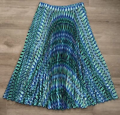 Chicos Skirt Maxi Pleated Colorful Blue Green Yellow Pull On Peacock 2 Large • $26.94