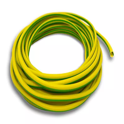 PVC Earth Sleeving Green & Yellow 2mm 3mm 4mm 5mm 6mm Tubing Electric Wire Cable • £2.10