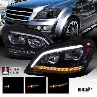 Fit 2009-2011 Benz W164 ML350 Black/Smoke Projector Headlights LED Sequential • $341.99