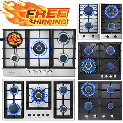 2-5 Burners Gas Cooktop Stainless Steel / Tempered Glass Kitchen Gas Hob NG/LPG • $78.99