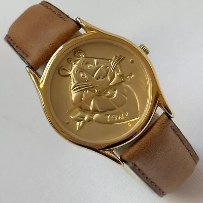 Vintage Tony Tiger Kellogg's Men's Women's Gold Watch Brown Leather Kellogg Co • $19.95