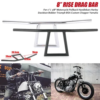 Motorcycle 7/8  1'' Handlebar 8'' High-Rise Drag Bar For Cruiser Chopper Bobber • $45.12