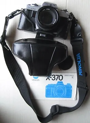 Working Minolta X-370 SLR Camera Lens Case Strap Manual Etc. • $65