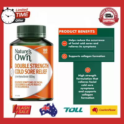 Nature's Own Double Strength Cold Sore Relief 100 Tablets L-Lysine Natures NEW • $23.39