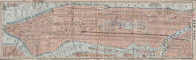 MANHATTAN Antique Town City Plan Panorama. New York City. BAEDEKER 1909 Map • £150