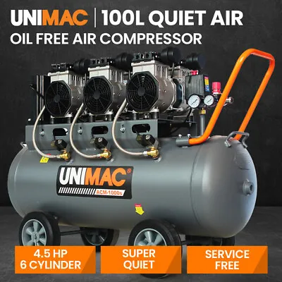 PRESALE UNIMAC 100L Silent Air Compressor 4.5HP Oil-Free Quiet Electric Portable • $872