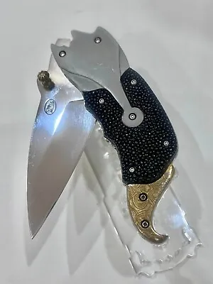 CUSTOM FOLDING KNIFE 440C STEEL Mokume Gane Stingray Leather RARE LEK BOVI L-30 • $165