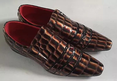 Mens Giovanni Patent Mock Alligator Slip On Shoes. Size Uk 11 • £16.99