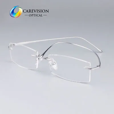 Pure Titanium Men‘s Rimless Eyeglasses Frames Rectangle Glasses Frame Rx Able • $35.95