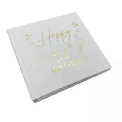£15.99 • Buy 50th Birthday White Photo Album Gift Keepsake Gold Present Finish