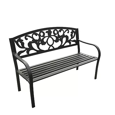 Alu Steel Bench Outdoor Garden Patio Park Chair Seat Vintage Aluminum Black • $186.80