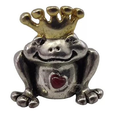 Miniature Silver Metal Frog Prince Heart Gold Crown • $12.97