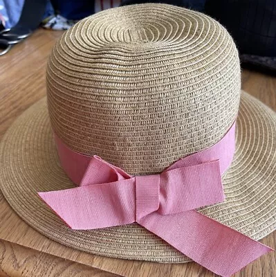 Cappelli Straworld Beige Pink Ribbon  Women's Sun Hat EUC One Size • $20