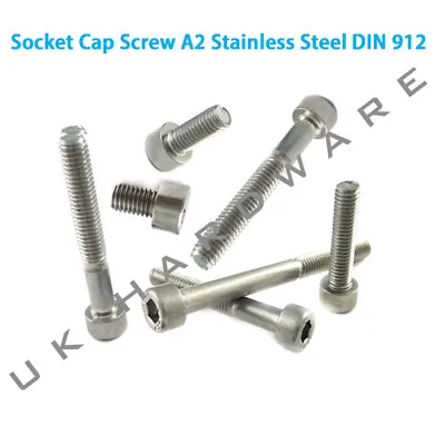 M3 M4 M5 M6 M8 A2 Stainless Steel Allen Bolt Socket Cap Screws Hex Head Din 912 • £2.99